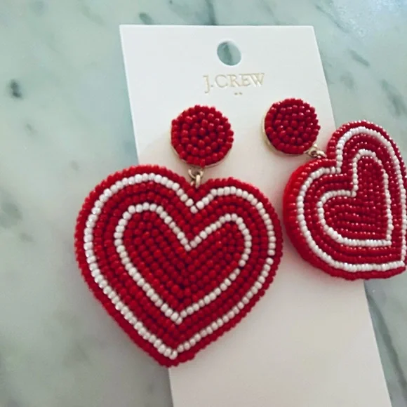 NWT J Crew Heart Earrings OS - Picture 3 of 7